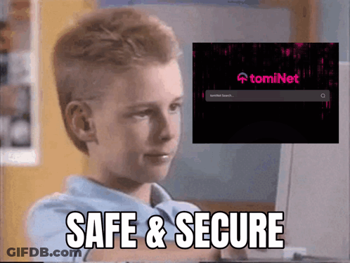 Boy Sitting In Front Of Laptop With Safe And Secure GIF