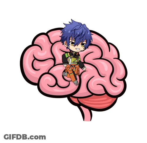 Boy Sitting Inside Pink Brain GIF