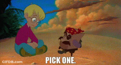Boy Sitting Next To Pirate Saying Pick One GIF
