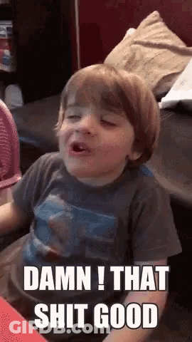 Boy Sitting On Couch Saying Damn That Good GIF