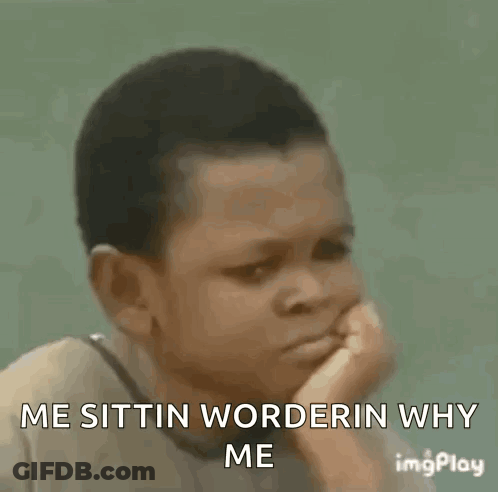 Boy Sitting On Ground Making Funny Face Saying Me Sittin Wonderin Why Me GIF