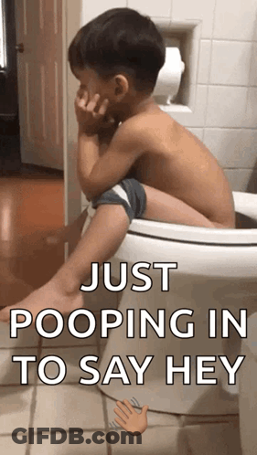 Boy Sitting On Toilet Saying Just Pooping GIF