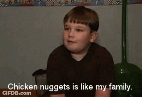 Boy Sitting With Chicken Nuggets Quote GIF