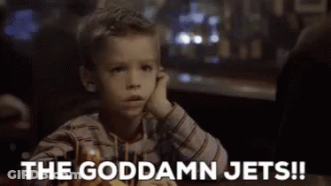 Boy Sitting With Hand On Chin Saying The Goddamn Jets GIF