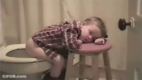 Boy Sleeping On Stool GIF