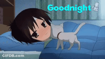 Boy Sleeping With Cat Saying Goodnight GIF