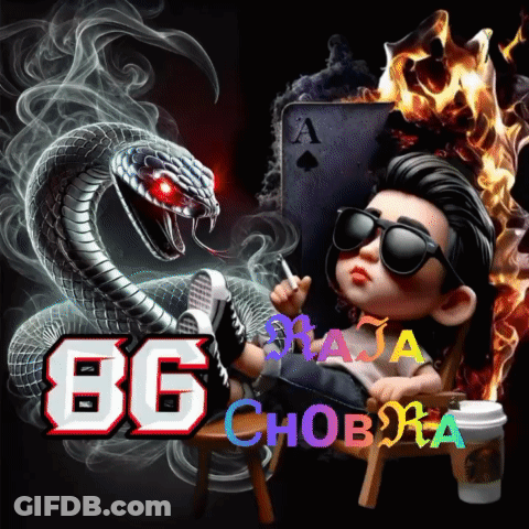 Boy Smoking Cigarette In Front Of Snake And Playing Card Saying A GIF