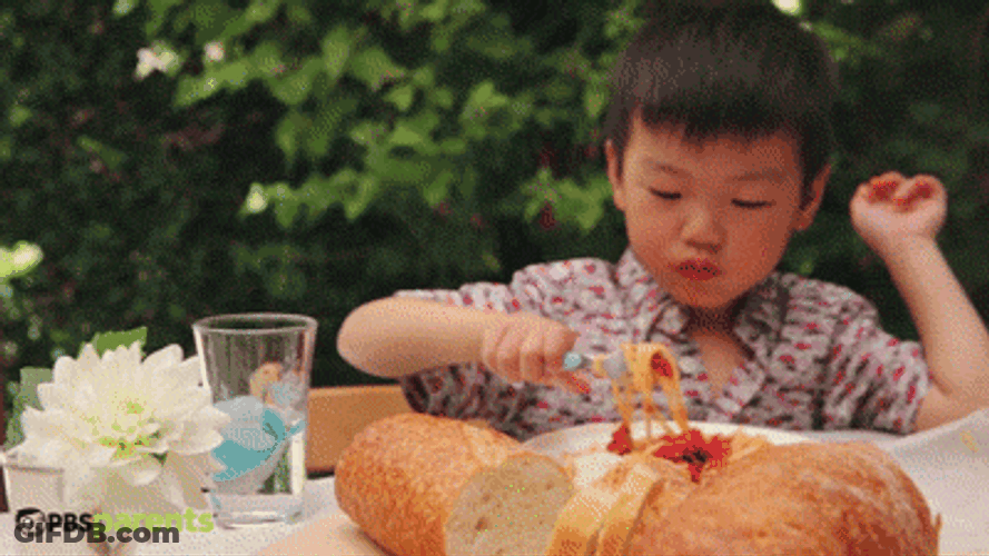 Boy Spaghetti Eating GIF