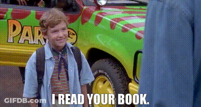 Boy With Backpack Says I Read Your Book To Dinosaur Truck GIF