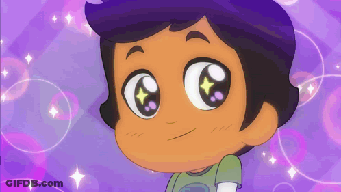 Boy With Big Eyes And Purple Background GIF