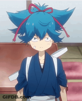 Boy With Blue Hair And Bow GIF