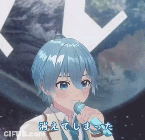 Boy With Blue Hair Holding Microphone GIF