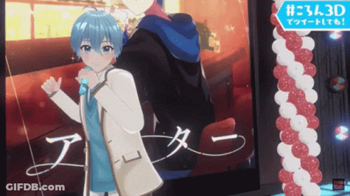 Boy With Blue Hair Holding Microphone GIF