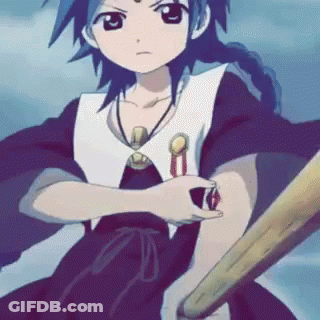Boy With Blue Hair Holding Sword GIF