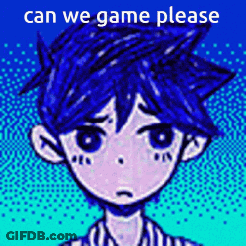 Boy With Blue Hair Saying Can We Game Please GIF