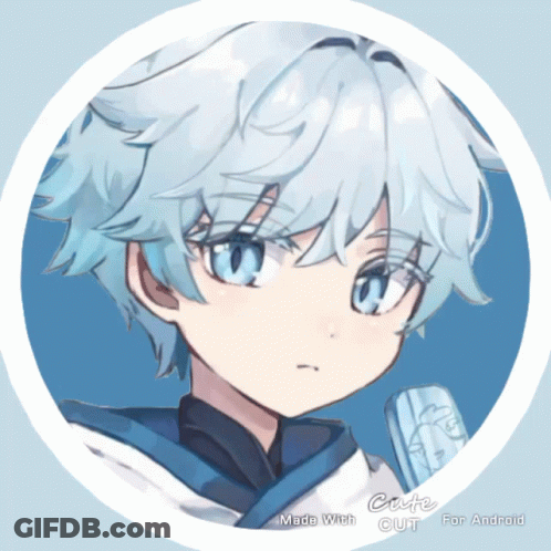 Boy With Blue Hair Saying Cute GIF