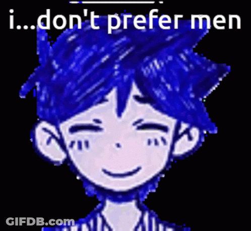 Boy With Blue Hair Saying I Don't Prefer Men GIF