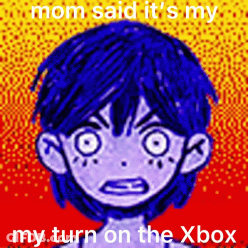 Boy With Blue Hair Saying Mom It's My Turn GIF