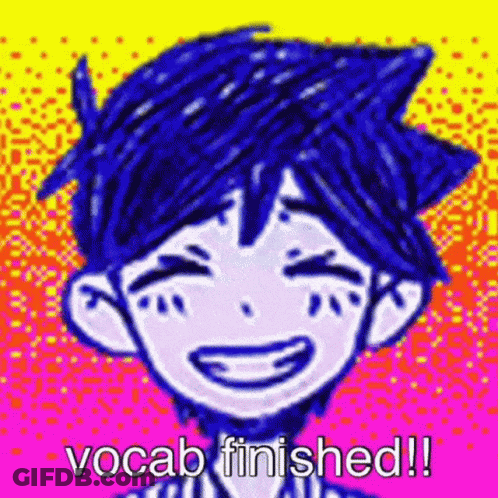 Boy With Blue Hair Saying Vocab Finished GIF