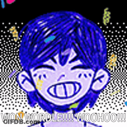 Boy With Blue Hair Winning Wordle Woohoo GIF