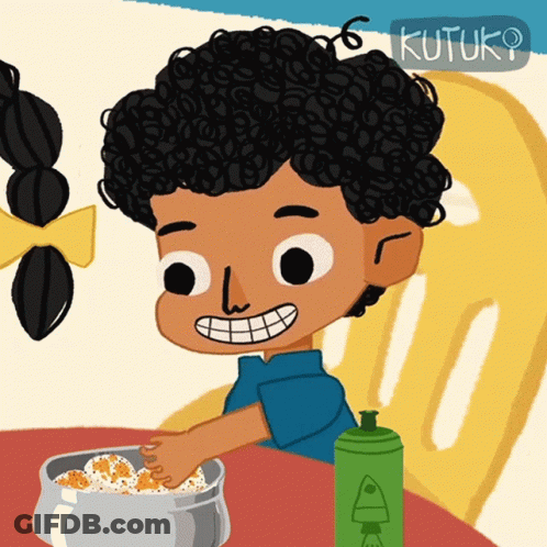Boy With Bowl Of Food And Kutuk Shampoo GIF