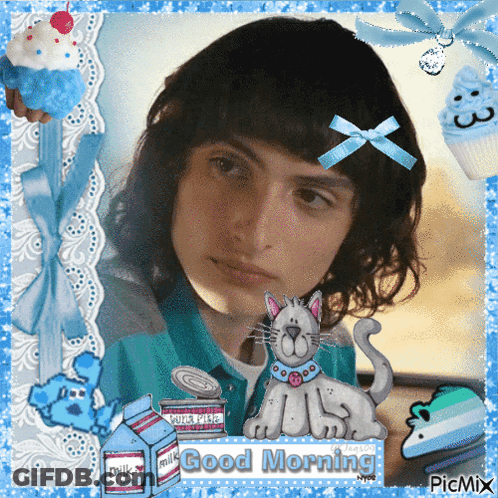 Boy With Cat Saying Good Morning GIF