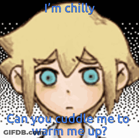 Boy With Chilly Cuddle Me Sign GIF