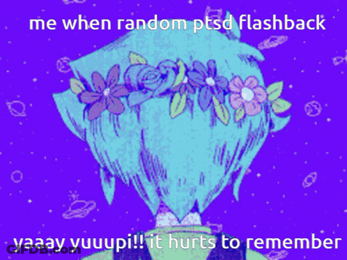 Boy With Flower Crown Says Me When Random PTSD Flashback GIF