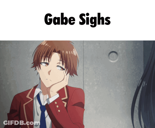 Boy With Gabe Sighs Above Him GIF