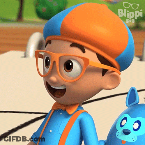 Boy With Glasses And Hat Holding Stuffed Animal GIF