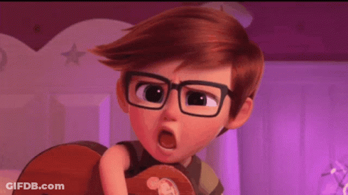 Boy With Glasses Holding Guitar Surprised GIF
