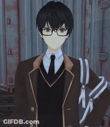 Boy With Glasses Holding Gun And Backpack GIF