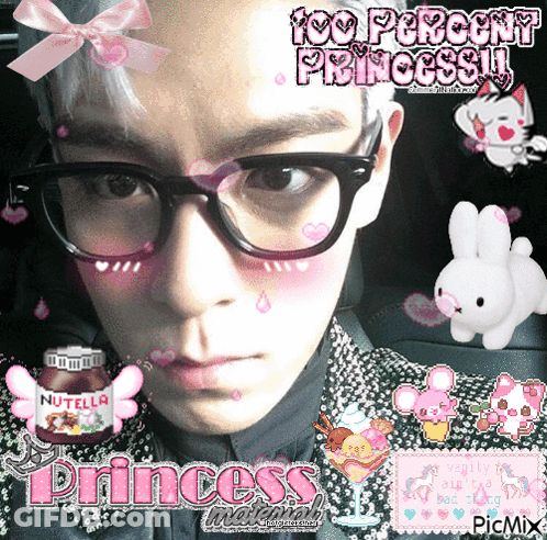 Boy With Glasses Saying 100 Percent Princess GIF