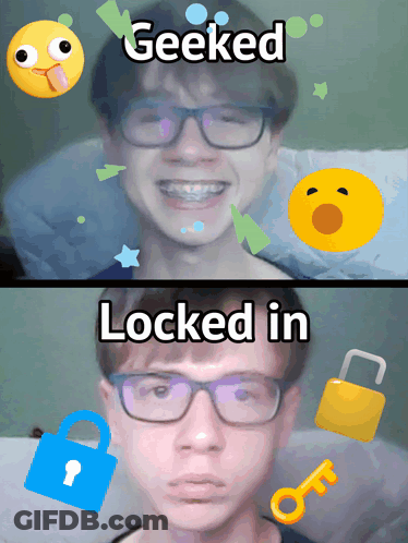 Boy With Glasses Saying Geeked And Locked GIF