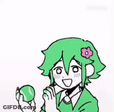 Boy With Green Hair Holding Tennis Ball GIF