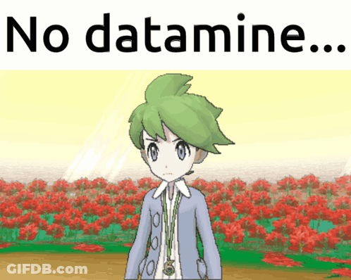 Boy With Green Hair In Front Of Red Flowers Saying No Datamine GIF