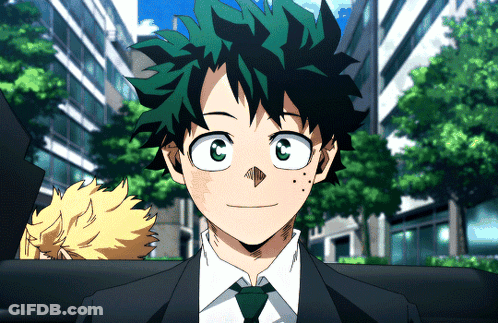 Boy With Green Hair Smiling In Suit GIF