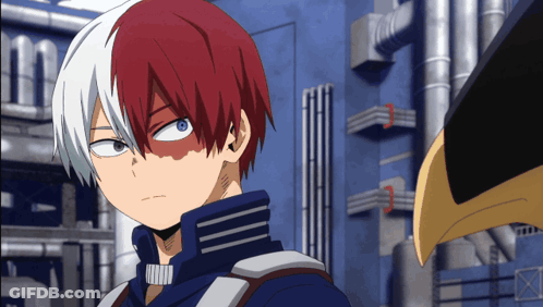 Boy With Half Red Half White Hair GIF