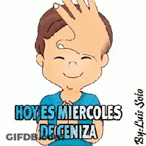Boy With Hand On Forehead Saying Hoy Es Miercoles Deceniza GIF