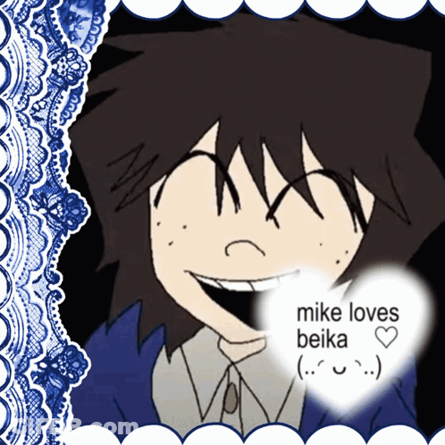 Boy With Heart Saying Mike Loves Beika GIF