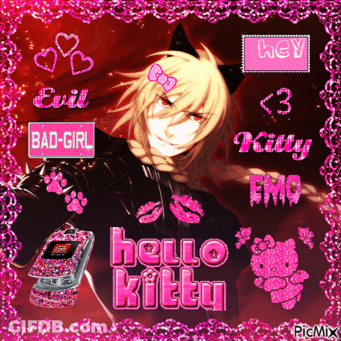 Boy With Hello Kitty On His Head GIF