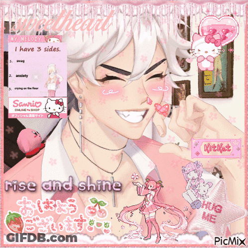 Boy With Hello Kitty Sticker On Face GIF