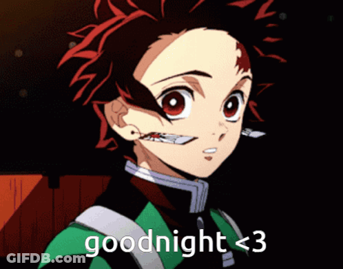 Boy With Knife In Mouth Saying Goodnight < 3 GIF