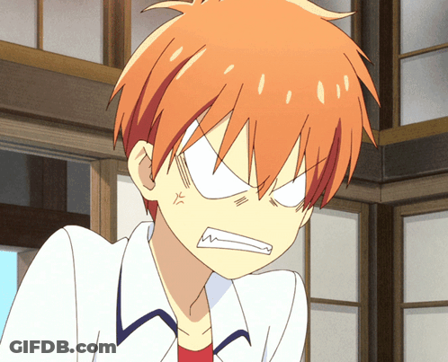 Boy With Orange Hair Making Angry Face Eyes Closed GIF