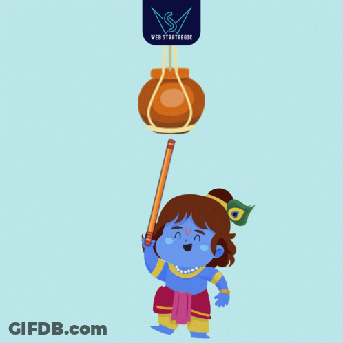 Boy With Peacock Feather Surrounded By Confetti And Web Strategic Logo GIF
