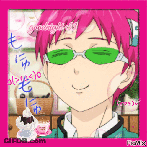 Boy With Pink Hair And Green Sunglasses Saying Goodnight 33 GIF