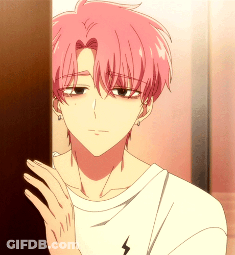 Boy With Pink Hair And Lightning Bolt Shirt GIF