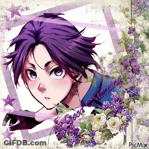 Boy With Purple Hair Saying Good Morning GIF