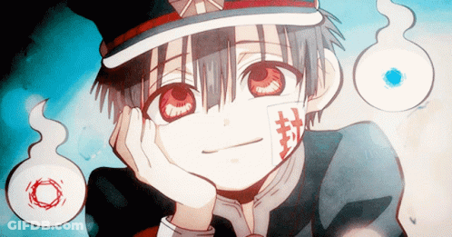 Boy With Red Eyes And White Circle Around Face GIF