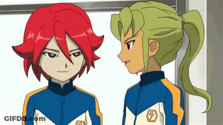 Boy With Red Hair And Boy With Green Hair GIF